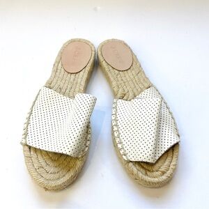 Jcrew perforated leather and jute sandals